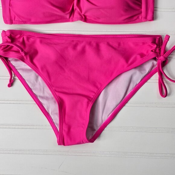 Women's Hot Pink Twist Front Side Shirred Bikini Set by Tempt Me Size S NWOT - Picture 5 of 14
